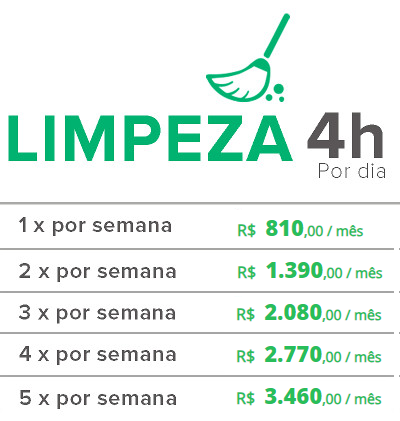 Tabela Limpeza 4h